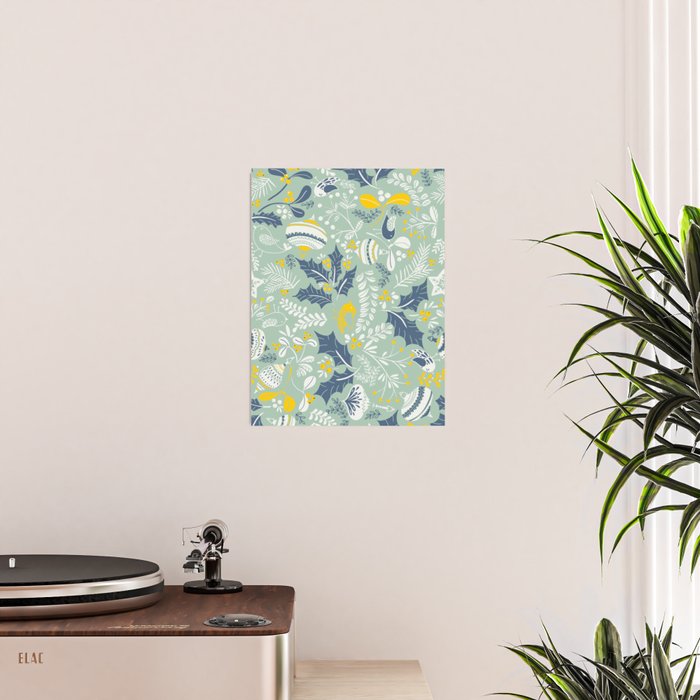 Wonderful ditsy holiday joy mint Poster Gallery Image 2