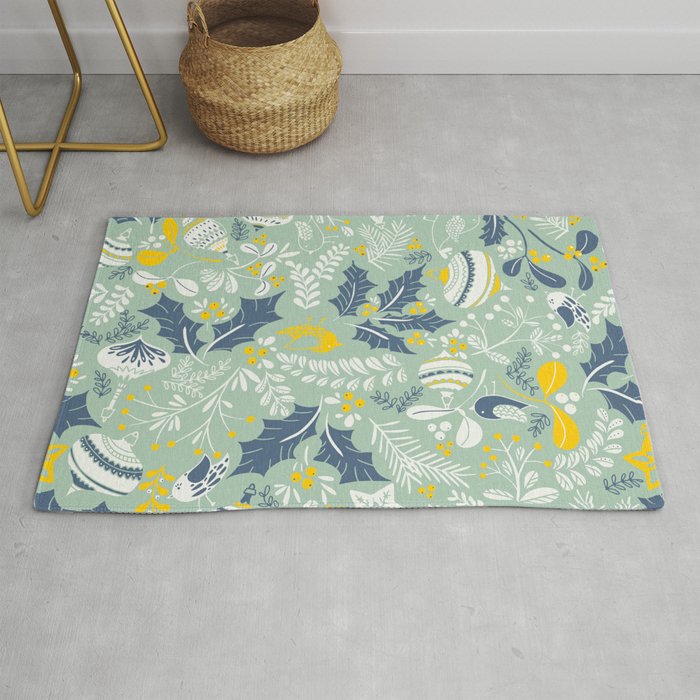 Wonderful ditsy holiday joy mint Rug Gallery Image 1