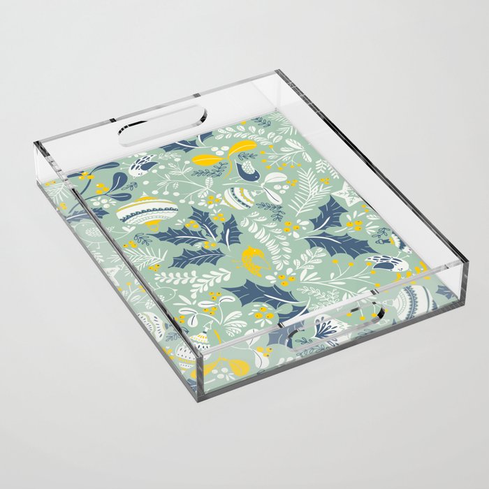 Wonderful ditsy holiday joy mint Acrylic Tray Gallery Image 1
