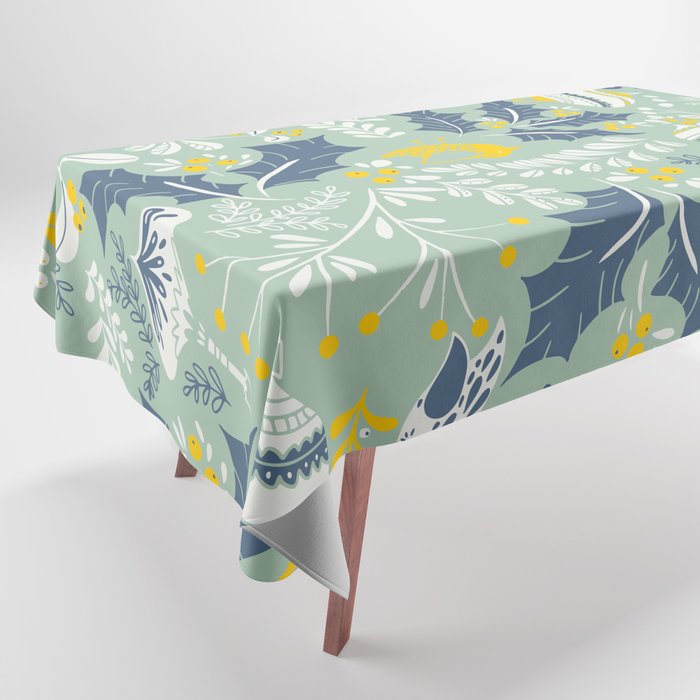 Wonderful ditsy holiday joy mint Tablecloth Gallery Image 1
