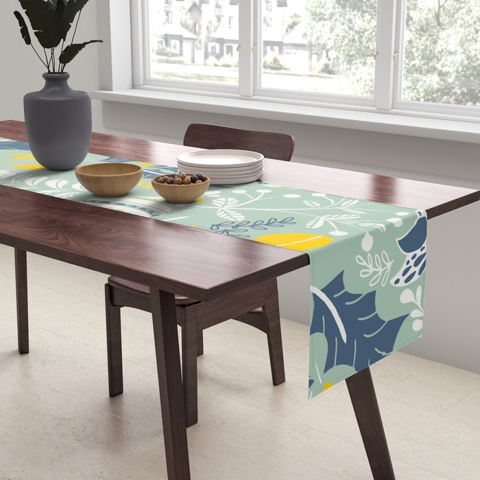 Wonderful ditsy holiday joy mint Table Runner Gallery Image 2