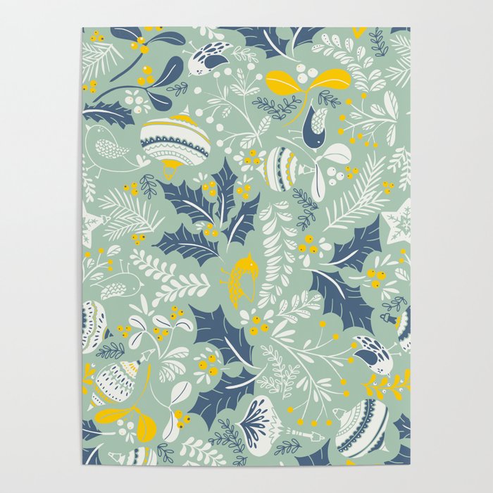 Wonderful ditsy holiday joy mint Poster Gallery Image 4