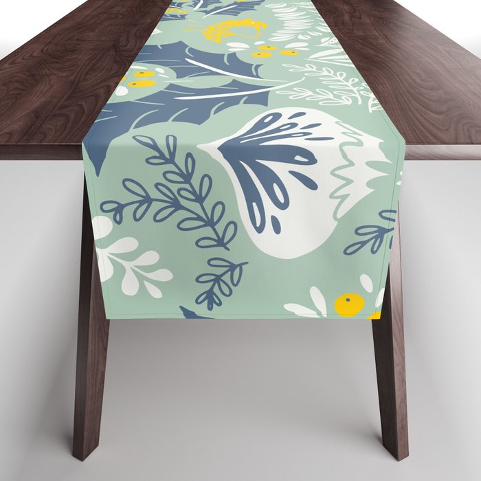 Wonderful ditsy holiday joy mint Table Runner Gallery Image 1