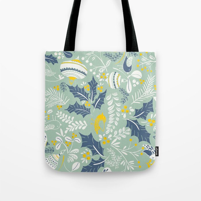 Wonderful ditsy holiday joy mint Tote Bag Gallery Image 1