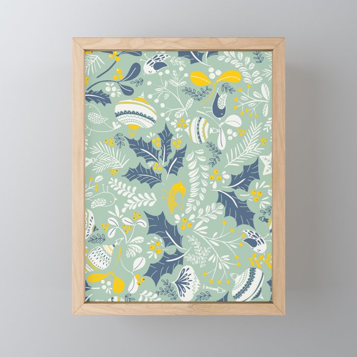 Wonderful ditsy holiday joy mint Mini Art Print Gallery Image 1