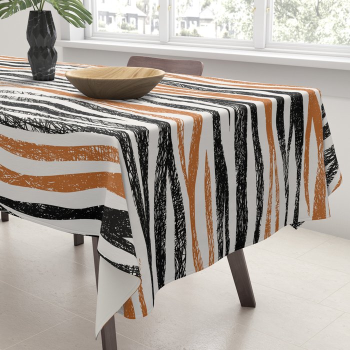 Black Forest Stripes terracotta Tablecloth Gallery Image 3
