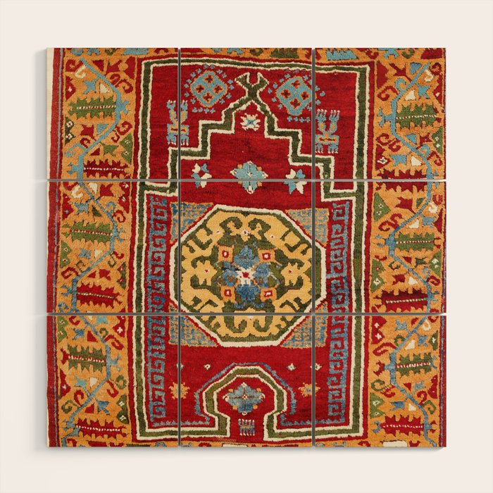 Konya Central Anatolian Niche Rug Print Wood Wall Art Gallery Image 1