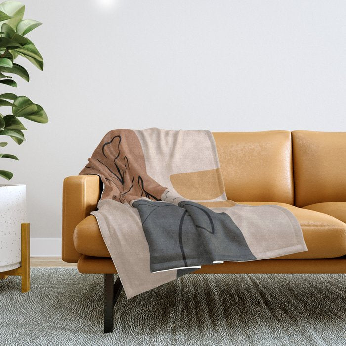 Abstract Minimal Plant 1 Throw Blanket Gallery Image 1