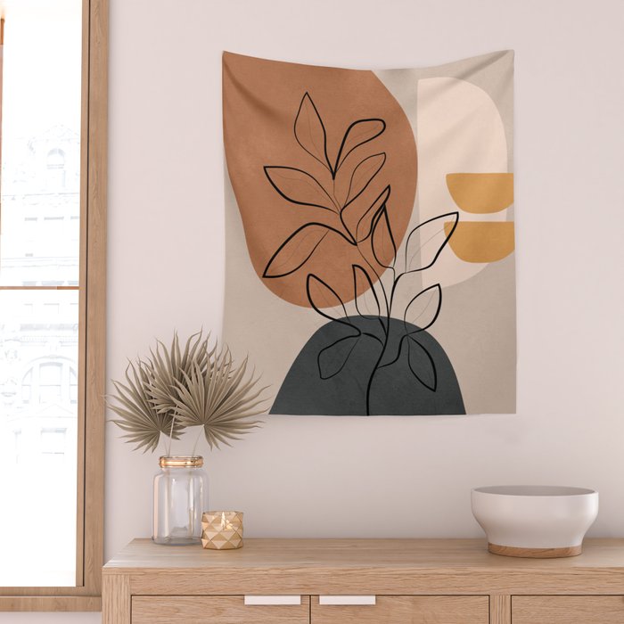 Abstract Minimal Plant 1 Wall Tapestry Gallery Image 2