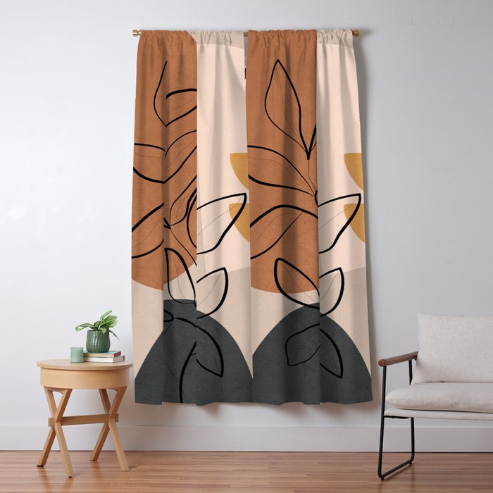 Abstract Minimal Plant 1 Window Curtain Gallery Image 1