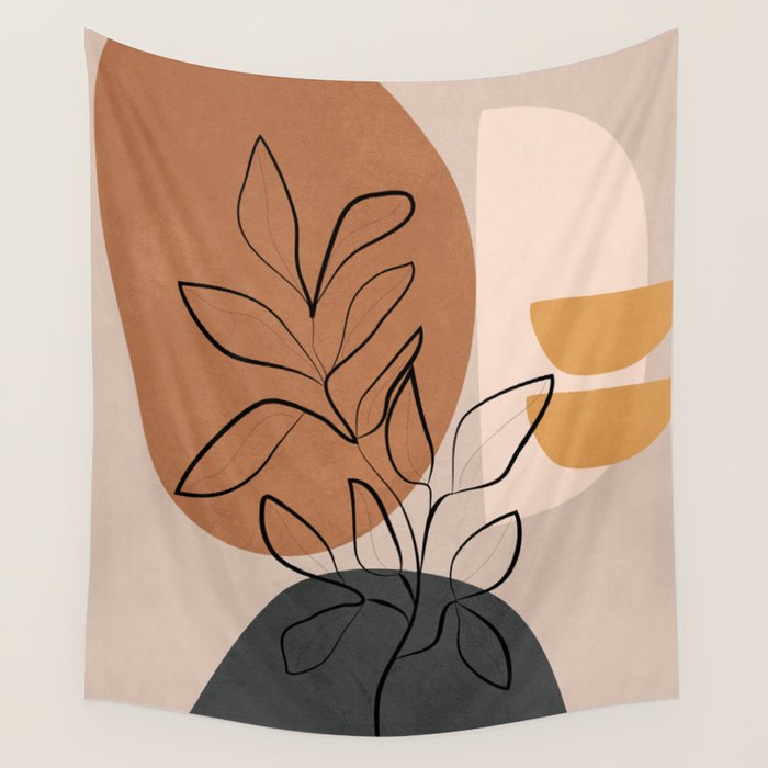 Abstract Minimal Plant 1 Wall Tapestry Gallery Image 4