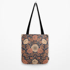 Peach, Dusty Rose, Mauve & Blue-Gray Floral Pattern Tote Bag Gallery Image 2