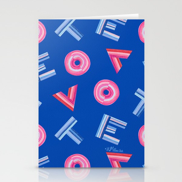 Cast Your Vote | Hand-Lettered Pattern in Blue Stationery Card Gallery Image 2