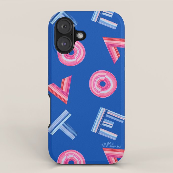 Cast Your Vote | Hand-Lettered Pattern in Blue iPhone Case Gallery Image 1