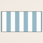 Large Baby Blue and White Vertical Cabana Tent Stripes Desk Mat Gallery Image 3