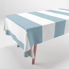 Large Baby Blue and White Vertical Cabana Tent Stripes Tablecloth Gallery Image 1