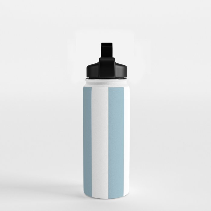 Large Baby Blue and White Vertical Cabana Tent Stripes Water Bottle Gallery Image 2