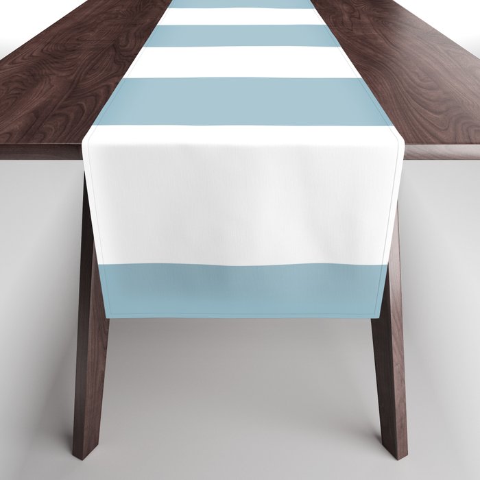 Large Baby Blue and White Vertical Cabana Tent Stripes Table Runner Gallery Image 1
