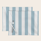 Large Baby Blue and White Vertical Cabana Tent Stripes Placemat Gallery Image 1
