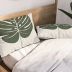 Split Philodendron Leaf Illustration Pillow Sham Gallery Image 2