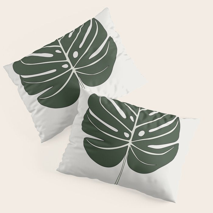 Split Philodendron Leaf Illustration Pillow Sham Gallery Image 3
