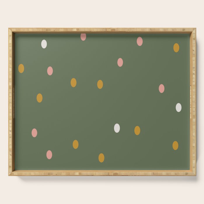 Confetti Pink Gold Cream On Muted Green Serving Tray Gallery Image 1