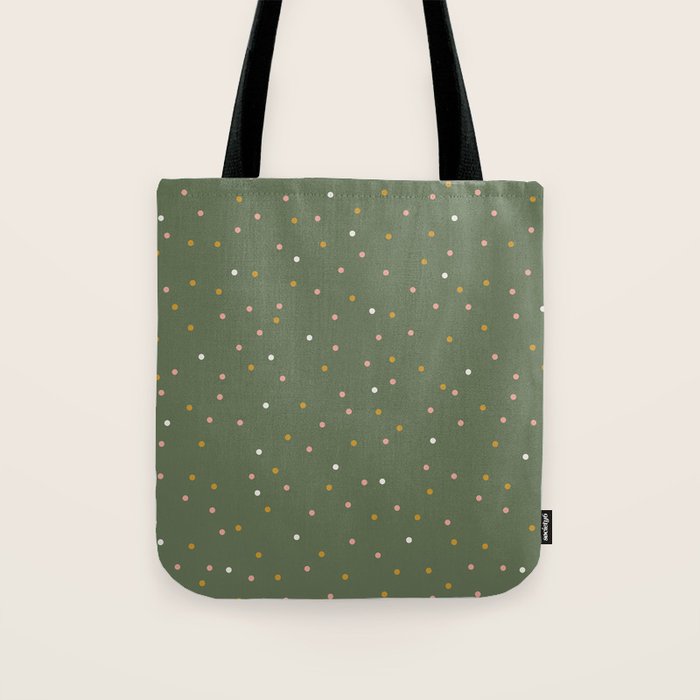 Confetti Pink Gold Cream On Muted Green Tote Bag Gallery Image 1