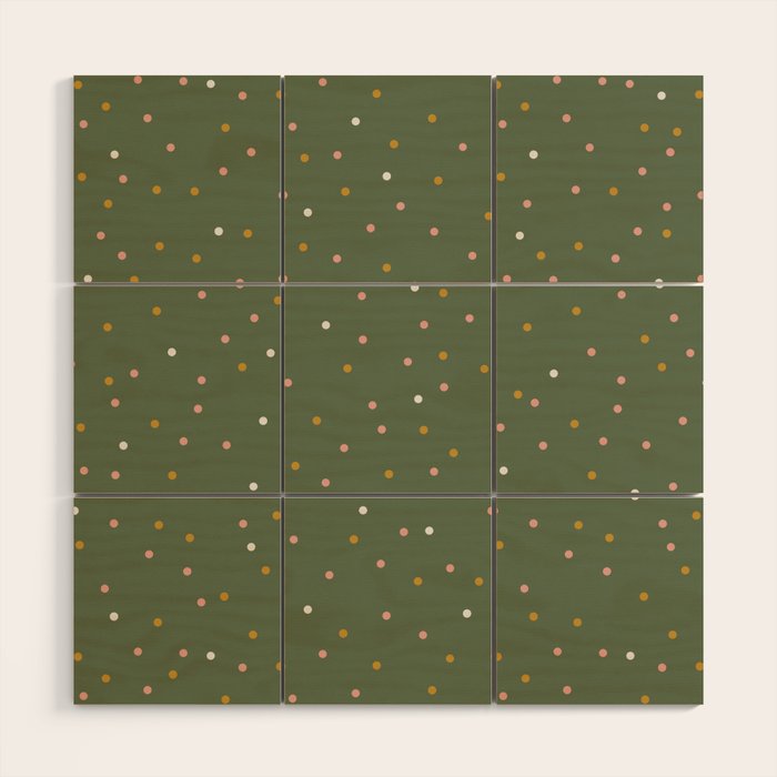 Confetti Pink Gold Cream On Muted Green Wood Wall Art Gallery Image 1