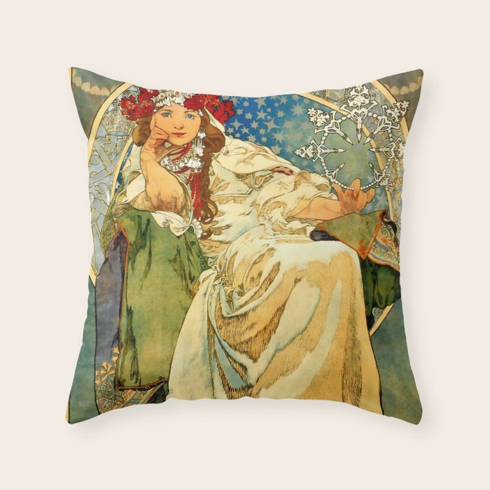 Alphonse Mucha  "Princess Hyacinth" Throw Pillow Gallery Image 1