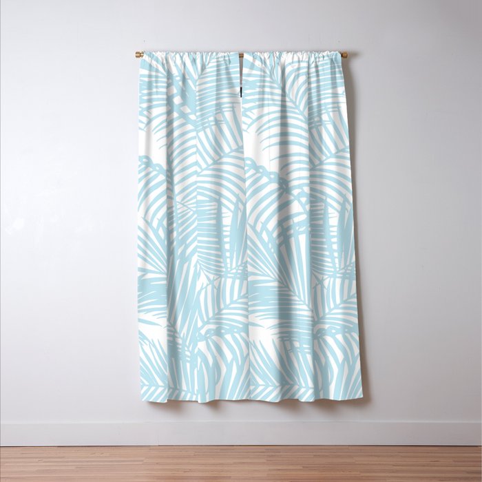 Pastel blue modern simple tropical palm tree Window Curtain Gallery Image 3