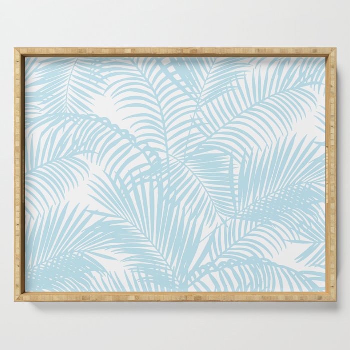 Pastel blue modern simple tropical palm tree Serving Tray Gallery Image 1