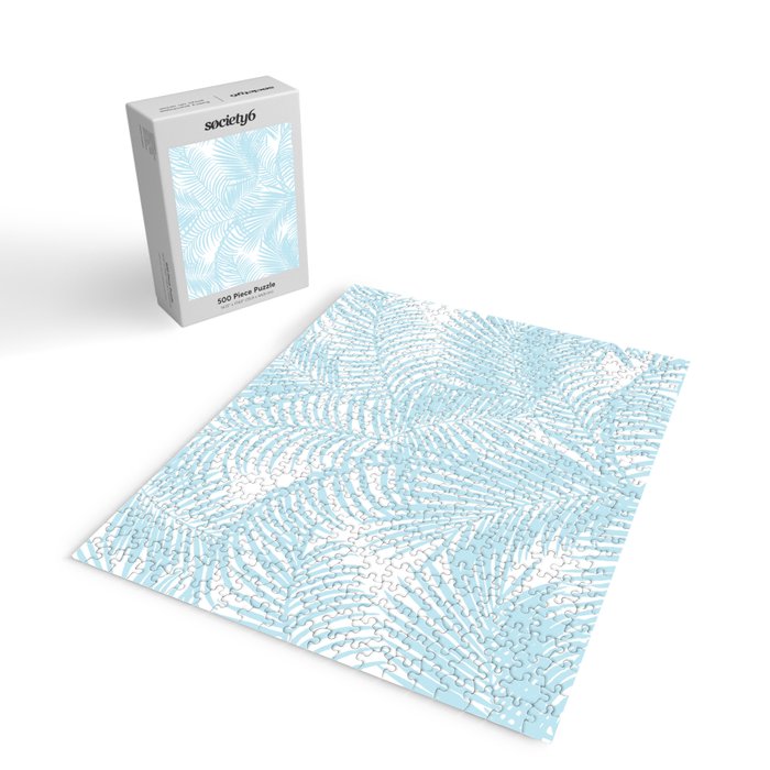Pastel blue modern simple tropical palm tree Jigsaw Puzzle Gallery Image 2