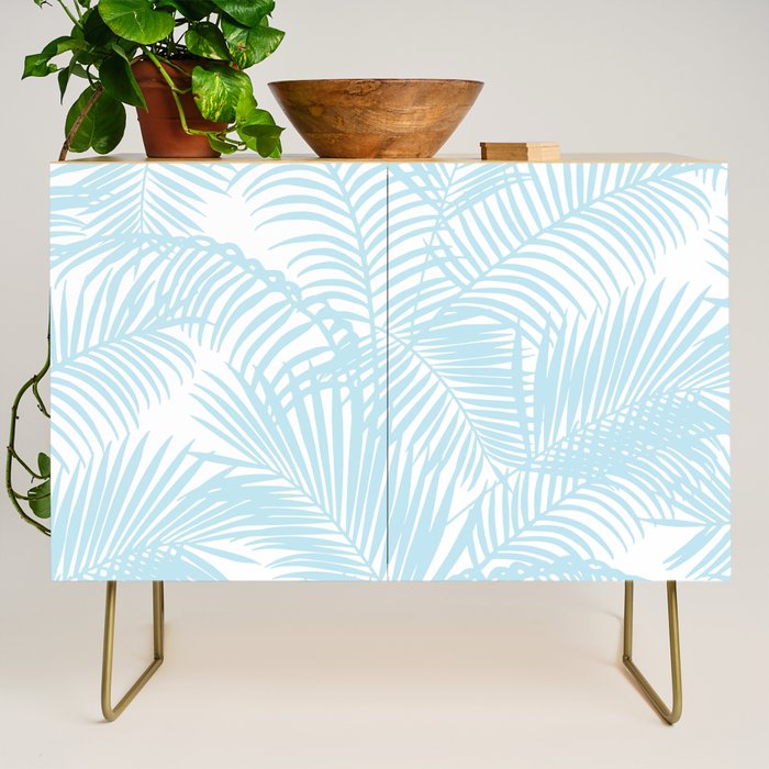 Pastel blue modern simple tropical palm tree Credenza Gallery Image 1