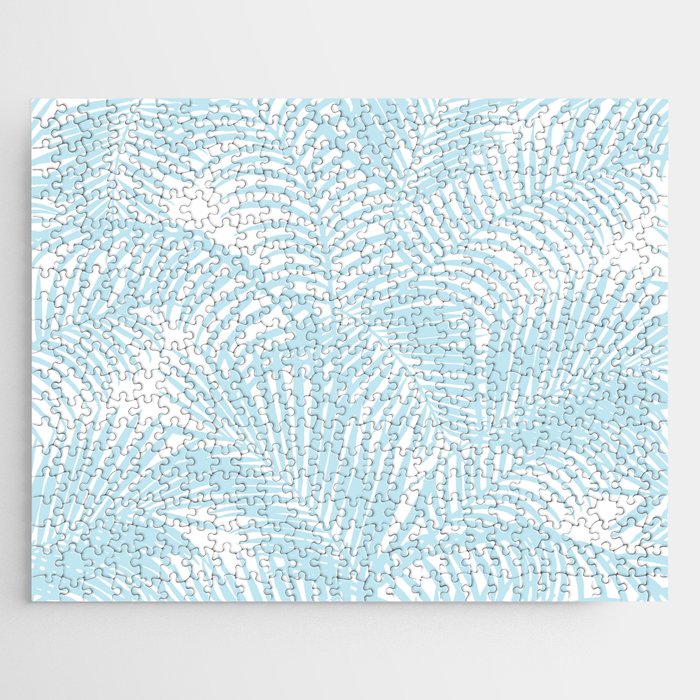 Pastel blue modern simple tropical palm tree Jigsaw Puzzle Gallery Image 1
