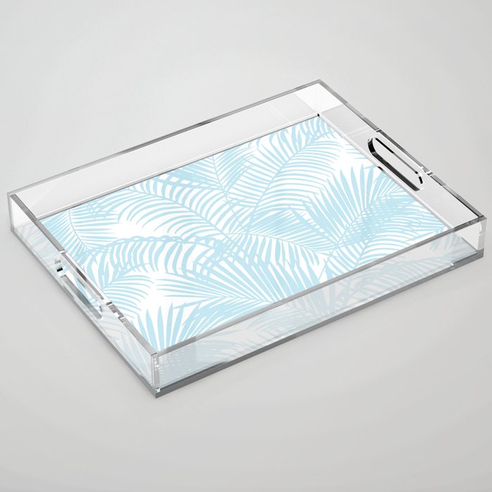 Pastel blue modern simple tropical palm tree Acrylic Tray Gallery Image 1