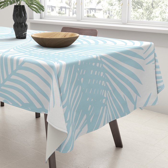Pastel blue modern simple tropical palm tree Tablecloth Gallery Image 3