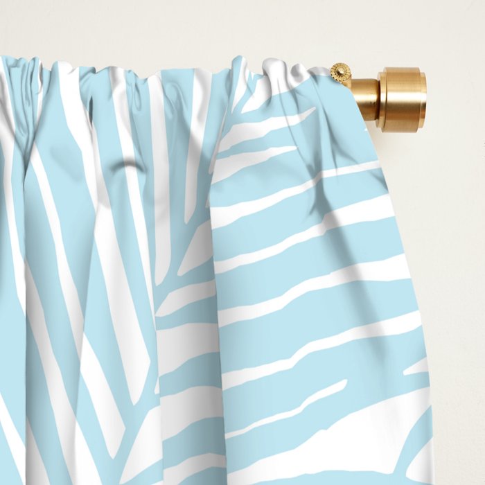 Pastel blue modern simple tropical palm tree Window Curtain Gallery Image 2