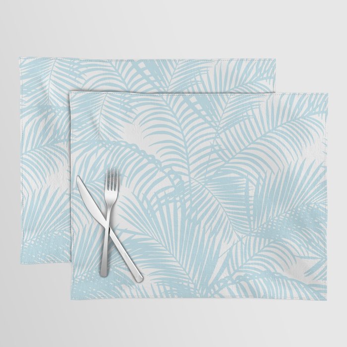 Pastel blue modern simple tropical palm tree Placemat Gallery Image 1