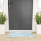 Pastel blue modern simple tropical palm tree Welcome Mat Gallery Image 3