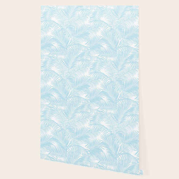 Pastel blue modern simple tropical palm tree Wallpaper Gallery Image 2