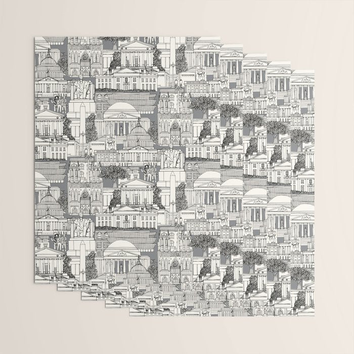 Washington DC toile gray Wrapping Paper Gallery Image 3