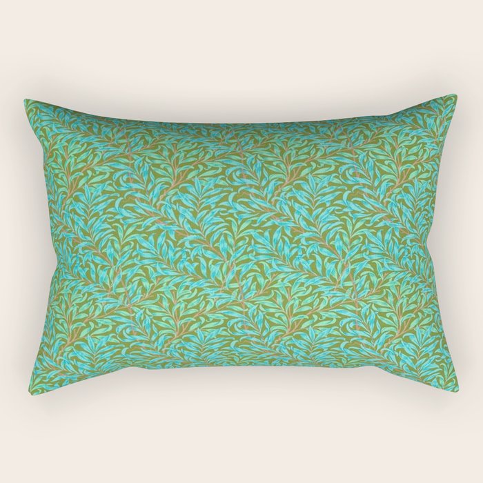 William Morris Vintage Willow Bough Turquoise Olive Rectangular Pillow Gallery Image 2