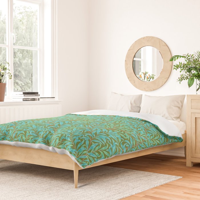 William Morris Vintage Willow Bough Turquoise Olive Duvet Cover Gallery Image 2