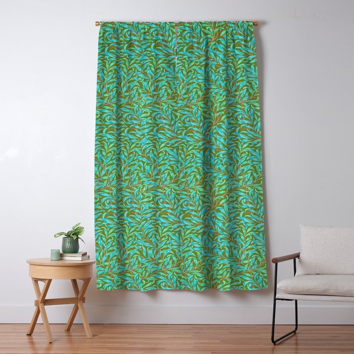 William Morris Vintage Willow Bough Turquoise Olive Window Curtain Gallery Image 5