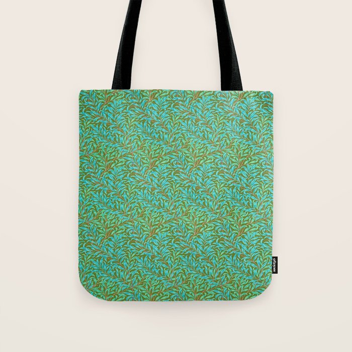 William Morris Vintage Willow Bough Turquoise Olive Tote Bag Gallery Image 1