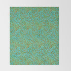 William Morris Vintage Willow Bough Turquoise Olive Throw Blanket Gallery Image 2