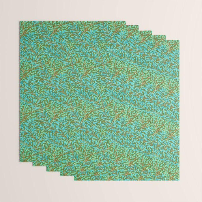William Morris Vintage Willow Bough Turquoise Olive Wrapping Paper Gallery Image 3