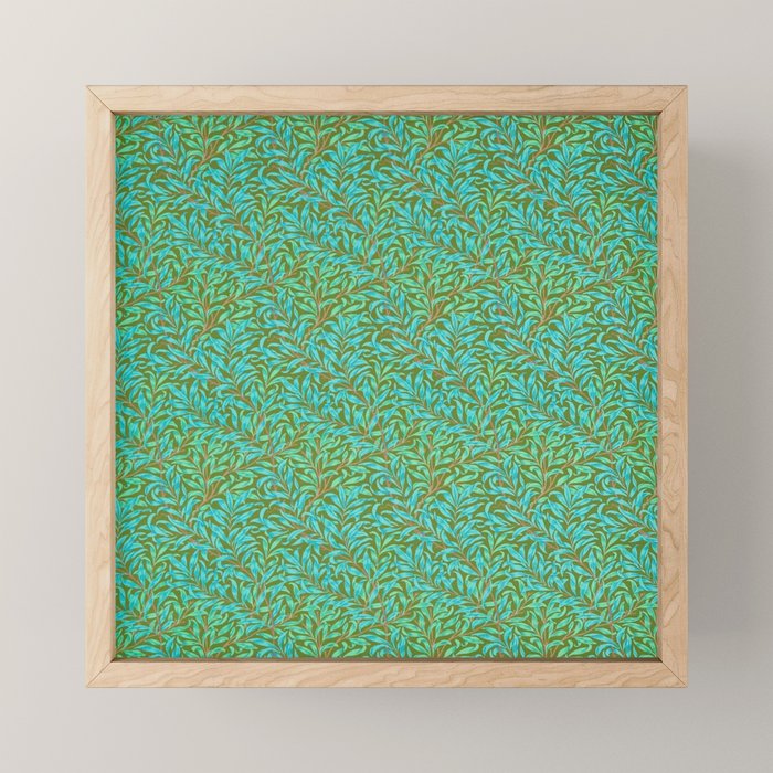 William Morris Vintage Willow Bough Turquoise Olive Mini Art Print Gallery Image 1