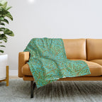 William Morris Vintage Willow Bough Turquoise Olive Throw Blanket Gallery Image 1
