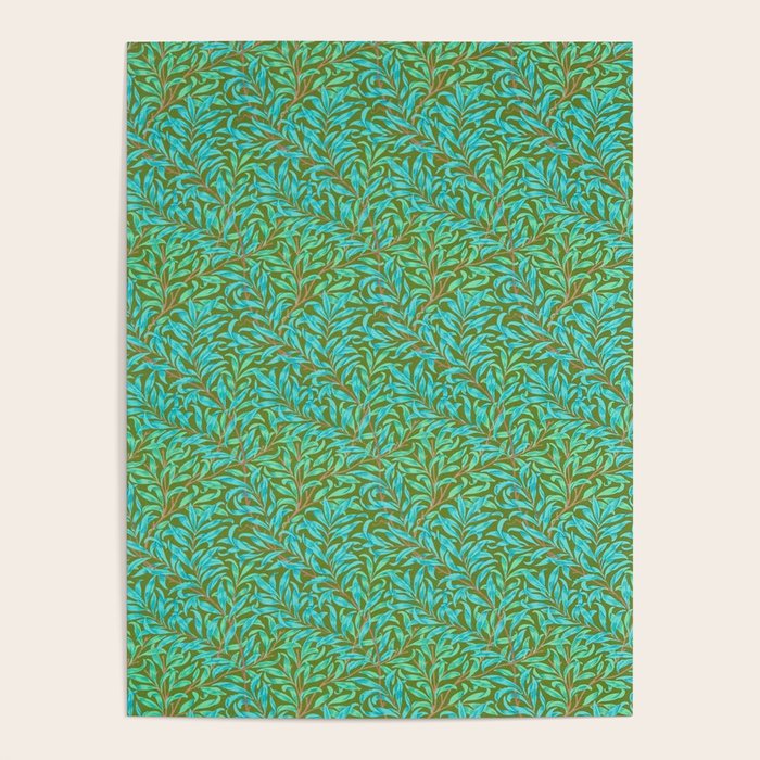 William Morris Vintage Willow Bough Turquoise Olive Poster Gallery Image 1